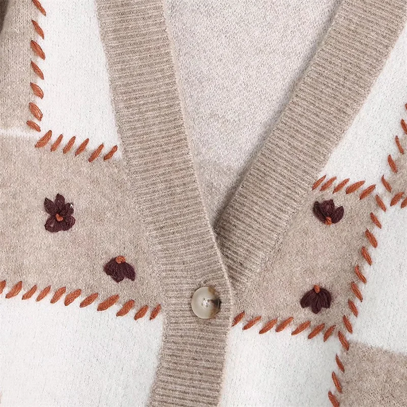 Женский кардиган с длинным рукавом элегантный трикотажный верблюжьего цвета