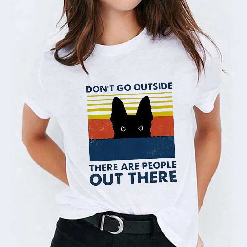 

T-shirts for Women Cat Kawaii Cartoon Scary Casual Halloween Print Lady Top Womens Graphic T Shirt Ladies Female Tee T-Shirt
