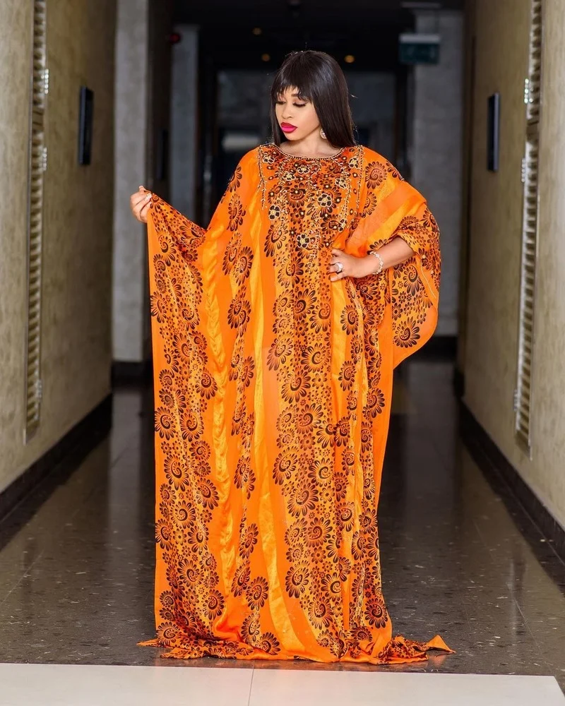 

Chiffon Long Maxi Dress African Dresses for Women 2021 Fall African Clothes Dashiki Sexy Abaya Dubai Boubou Robe Africaine Femme