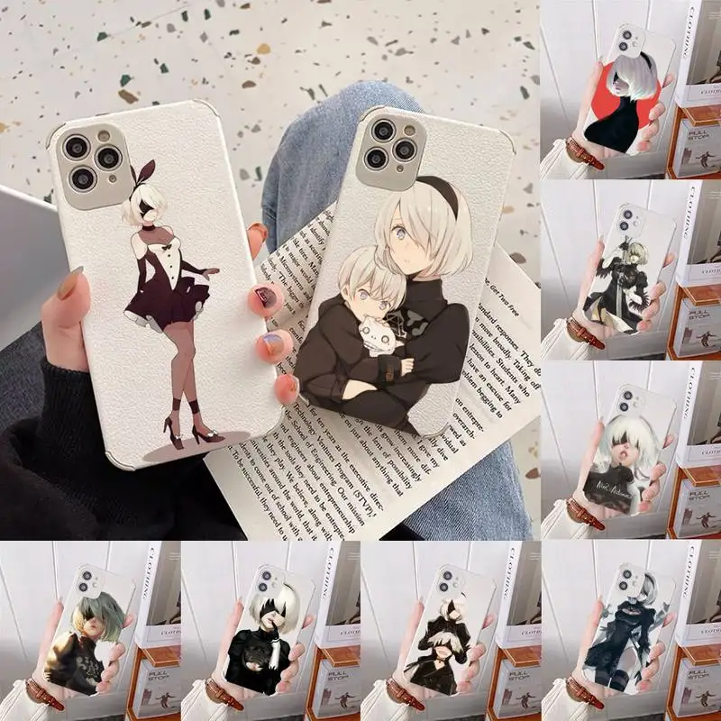 

Anime Nier Automata 2b Phone Case Lambskin Leather For iphone 12 11 8 7 6 XR X XS PLUS MINI PLUS PRO MAX Shockproof