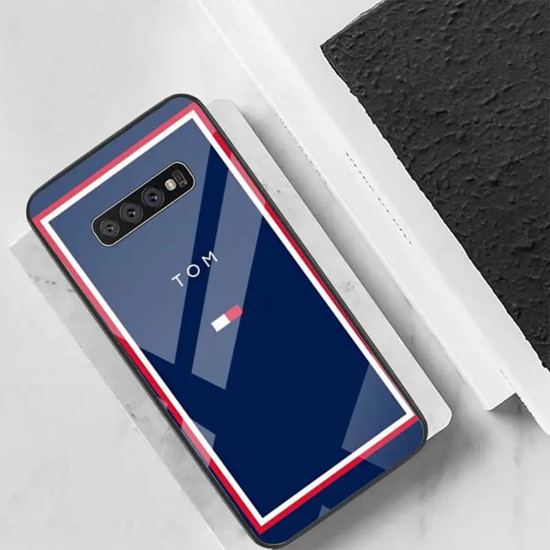 

Luxury Brand Fashion Back Cover For Samsung Cases S20 Plus S10 NOTE 8 9 10 10PRO Tempered Glass Soft Silicone Edge Design-ToMmY