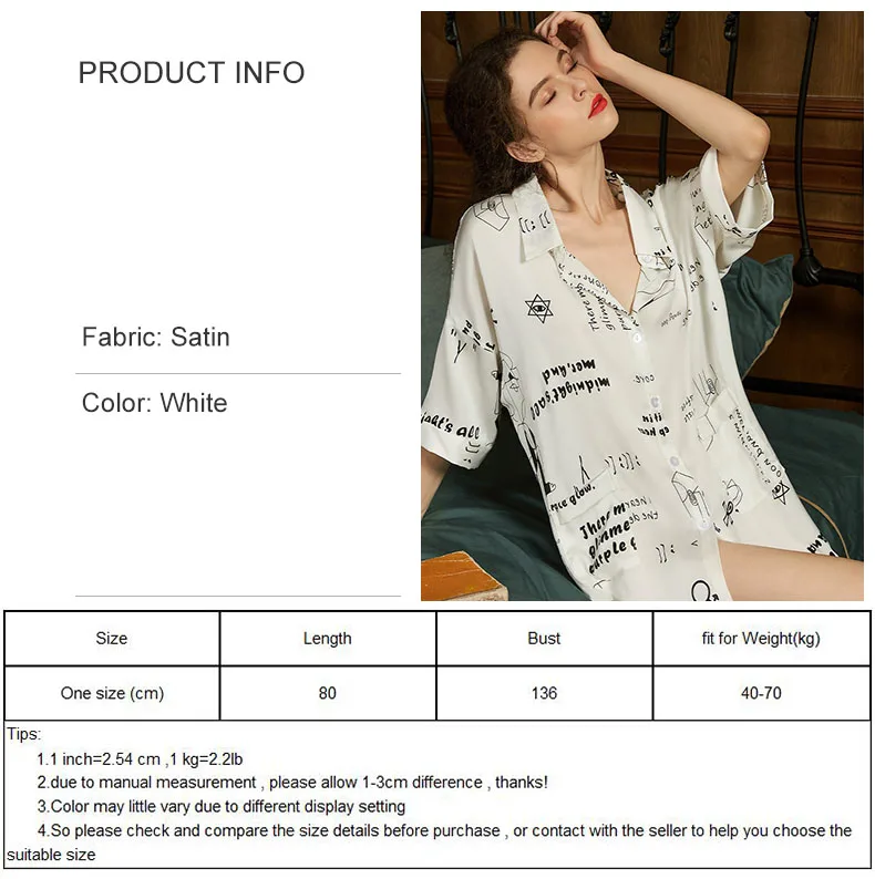 Принт ночная рубашка сатиновая Пижама Для женщин сексуальная свободное Дамское