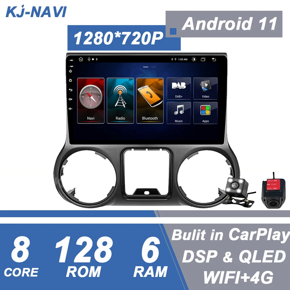 

Автомагнитола 2 DIN для Jeep Wrangler 3 JK, 2011-2014, 10,1 дюйма, Bluetooth, Carplay, мультимедиа, видео, GPS-навигация, Android 11, 4G, Wi-Fi