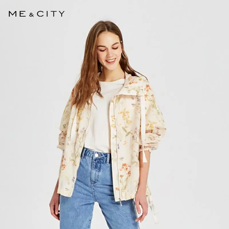 Me & city новая модная повседневная короткая куртка с капюшоном и принтом Дамское