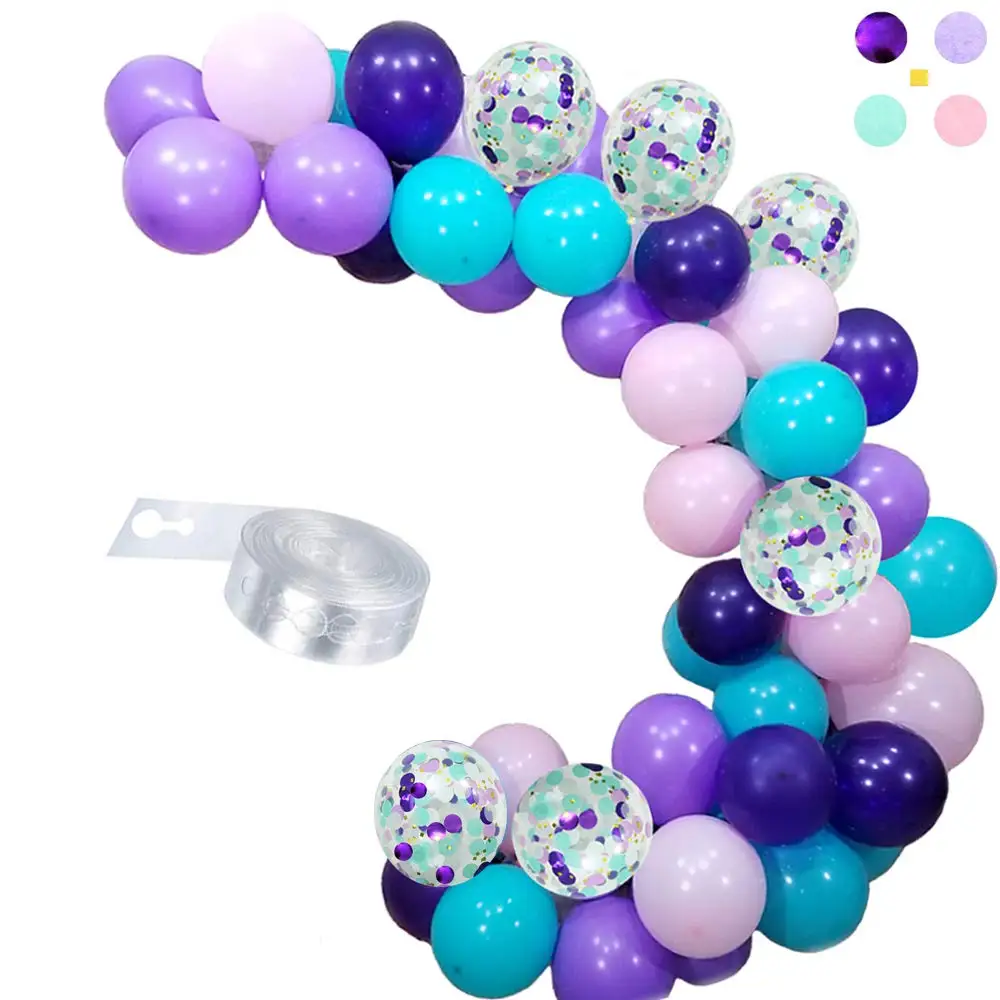 Набор из 68 розовых и бирюзовых латексных шаров русалки украшения для девочек на