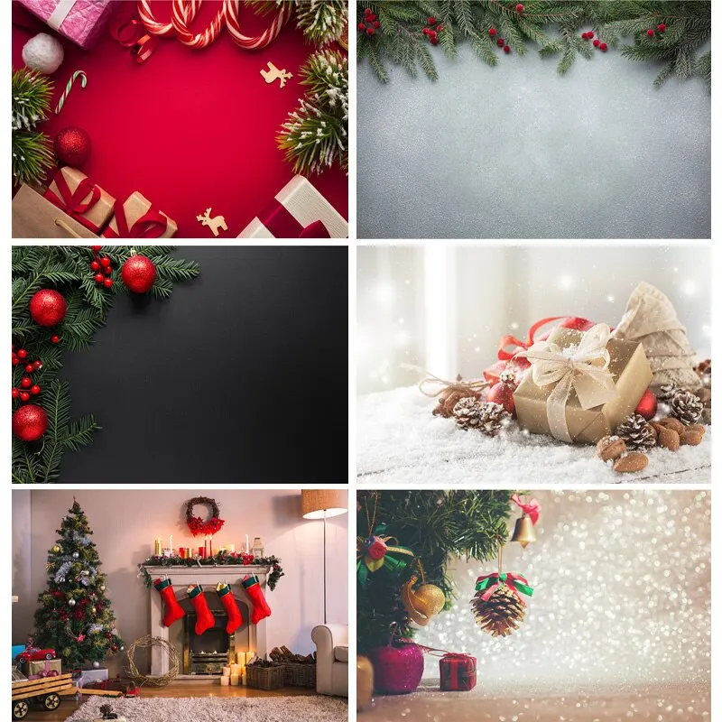 

Christmas Backdrop Wood Board Light Winter Snow Gift Star Bell Vinyl Photography Background For Photo Studio 20825SD-04