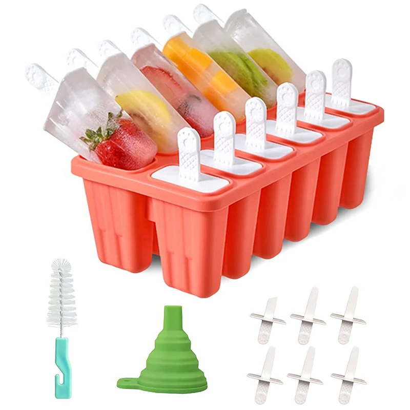 

Homemade Popside Mold, 12 PCS Ice Popsicle Molds, Reusable Popsicle Molds Silicone BPA Free, Ice Popsicle Molds