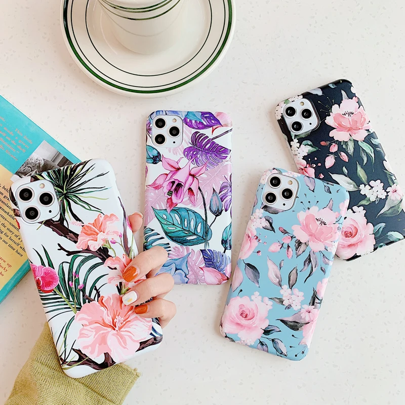 Роскошный мраморный цветочный силиконовый чехол с покрытием для iPhone 11 Pro Max X XS XR 8 7 Plus IMD мягкий художественный цветочный задний чехол.