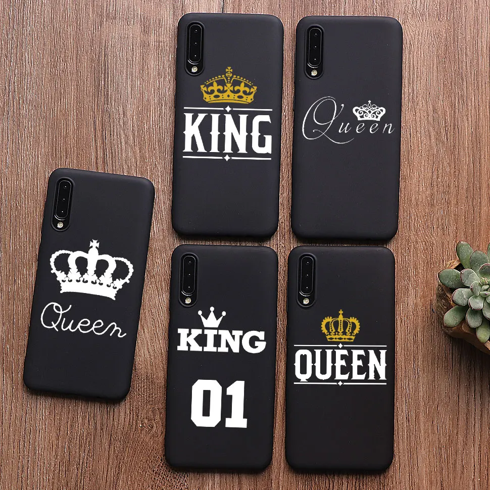 

Quotes king 01 Queen 01black Couple phone Case For Samsung A50 a30 A70 S10 S20 S9 S8 Plus S7 M10 a6 a7 2018 TPU Silicone Cover