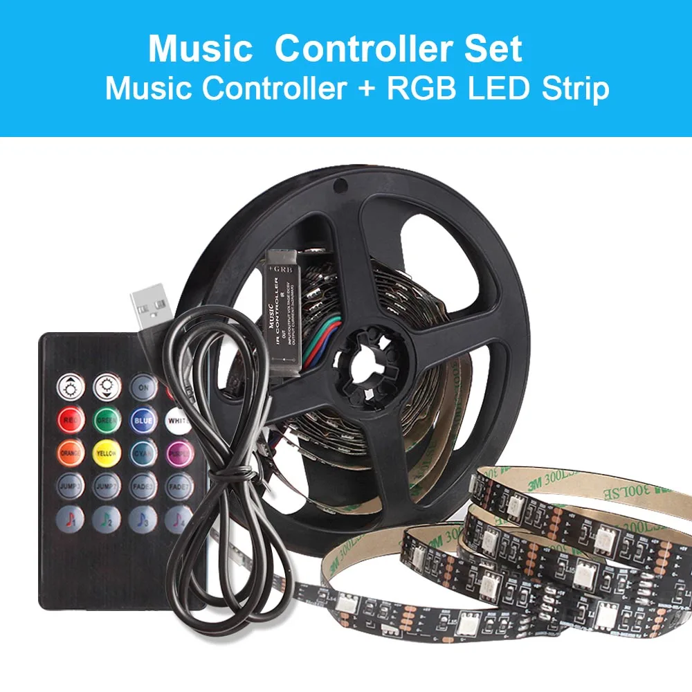 Music Controller Светодиодная подсветка под шкаф RGB USB Светодиодная лента кухонный шкаф ночной Светильник s RF пульт дистанционного управления для домашнего гардероба светодиодный Диодная лента DC 5V - Цвет: Music Controller