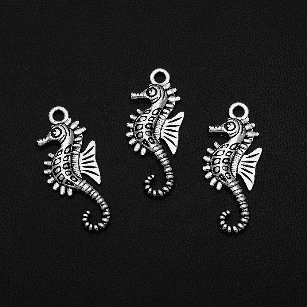 

10pcs/Lots 12x29mm Antique Silver Plated Hippocampus Seahorse Charms Ocean Pendants For Diy Jewelry Making Findings Materials