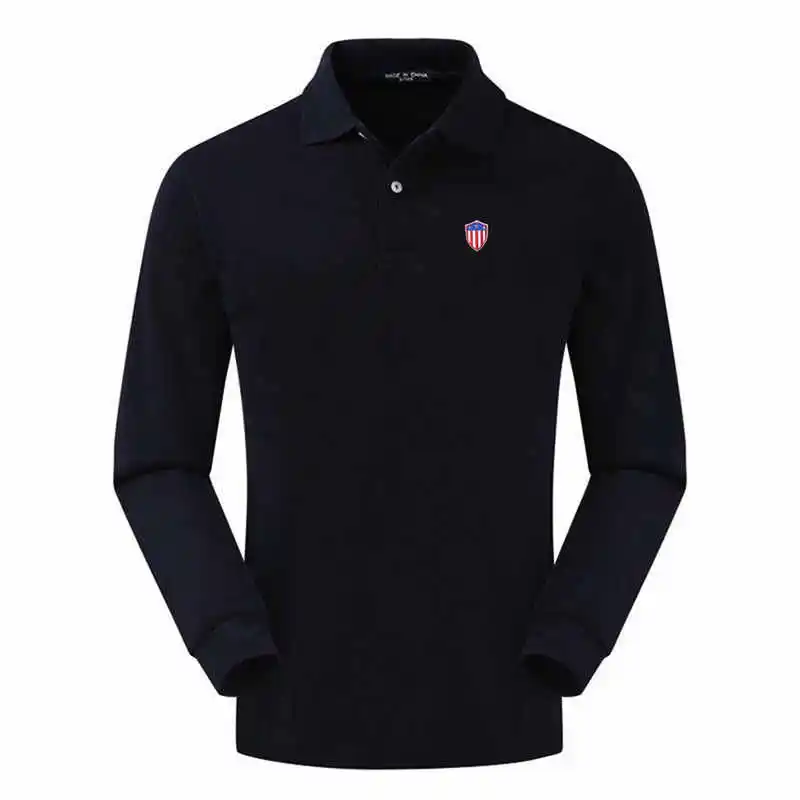 Мужская рубашка-поло с длинным рукавом из натурального хлопка - купить по