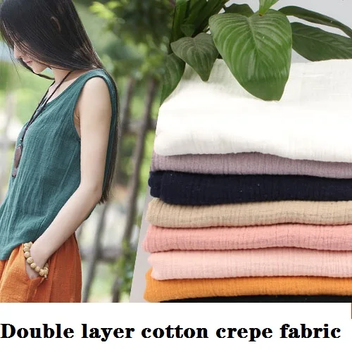 

Double layer yarn all cotton crepe fabric texture cotton hemp seersucker cotton linen dress women's wide leg pants fabric