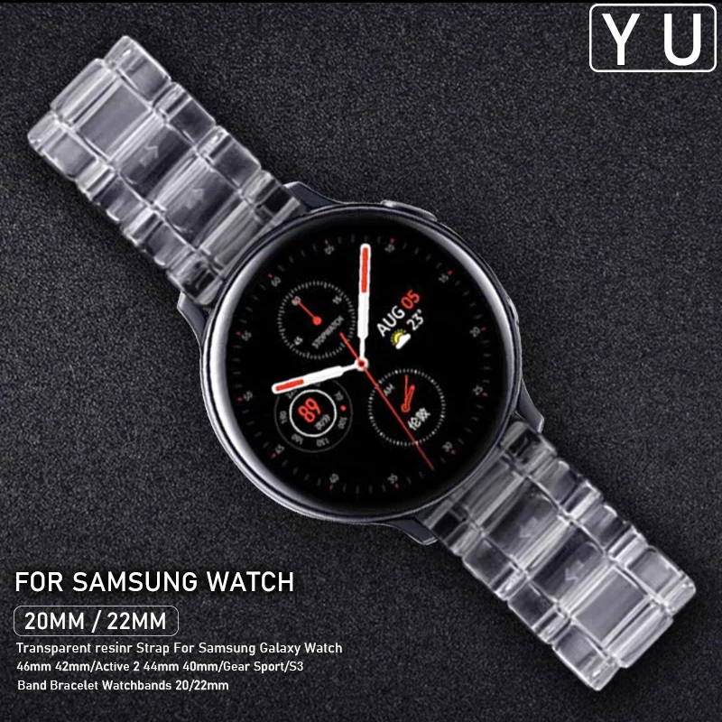 

Transparent Resinr Strap For Samsung Galaxy Watch 46mm 42mm/Active 2 44mm 40mm/Gear Sport/S3 Band Bracelet Watchbands 20/22mm