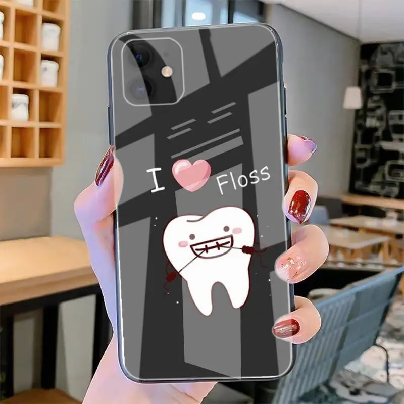 

Tooth Dentist Phone Cases Tempered Glass For Iphone6plus 6S 7 7plus 8 X XS XSmax XR 11 12 Pro Max 12mini