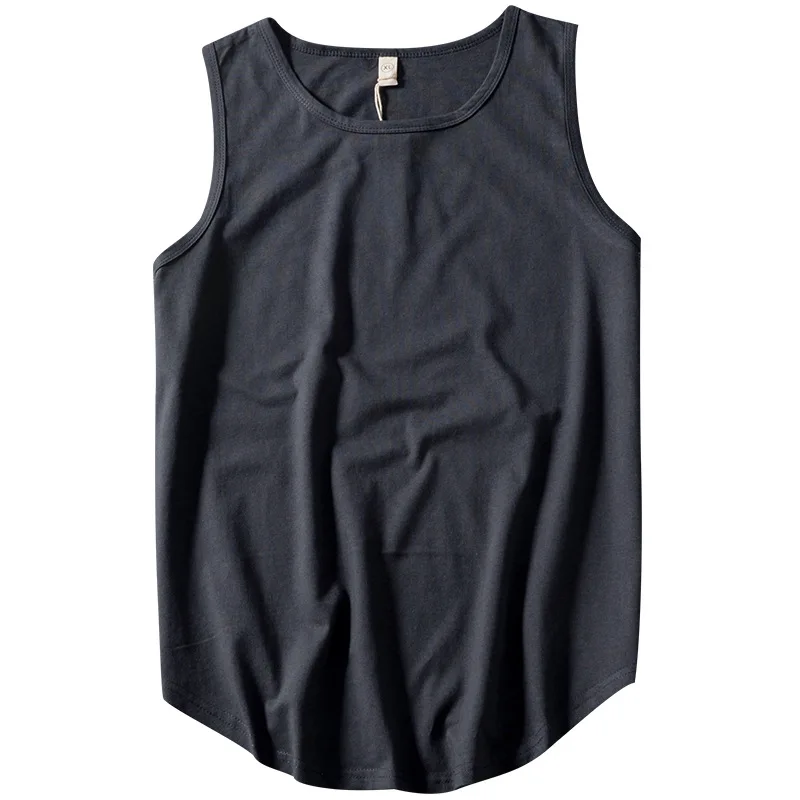 Personalized custom LOGO summer solid color men's sleeveless vest long cotton |