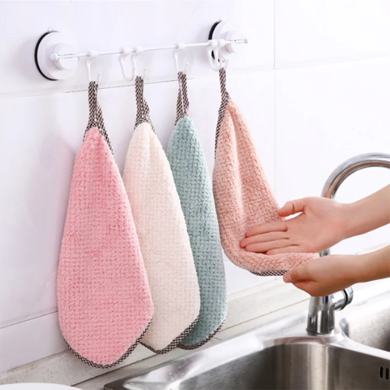 4pcs Household Kitchen Rags Gadgets Microfiber Towel Cleaning Cloth Non-stick Oil Thickened Cleaning Cloth Can Absorb Washing