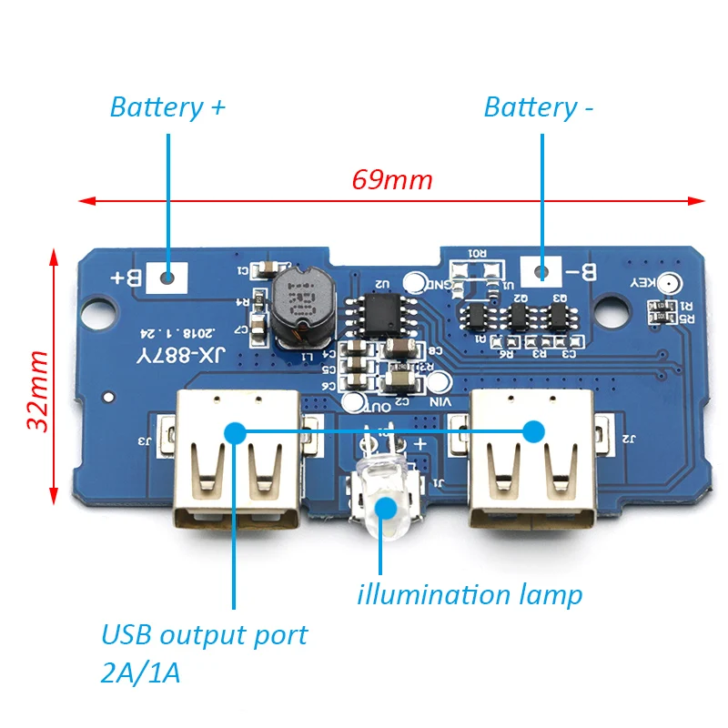 18650 Dual Micro USB 3 7 В до 5 2A Boost Мобильный Внешний аккумулятор DIY литиевая батарея