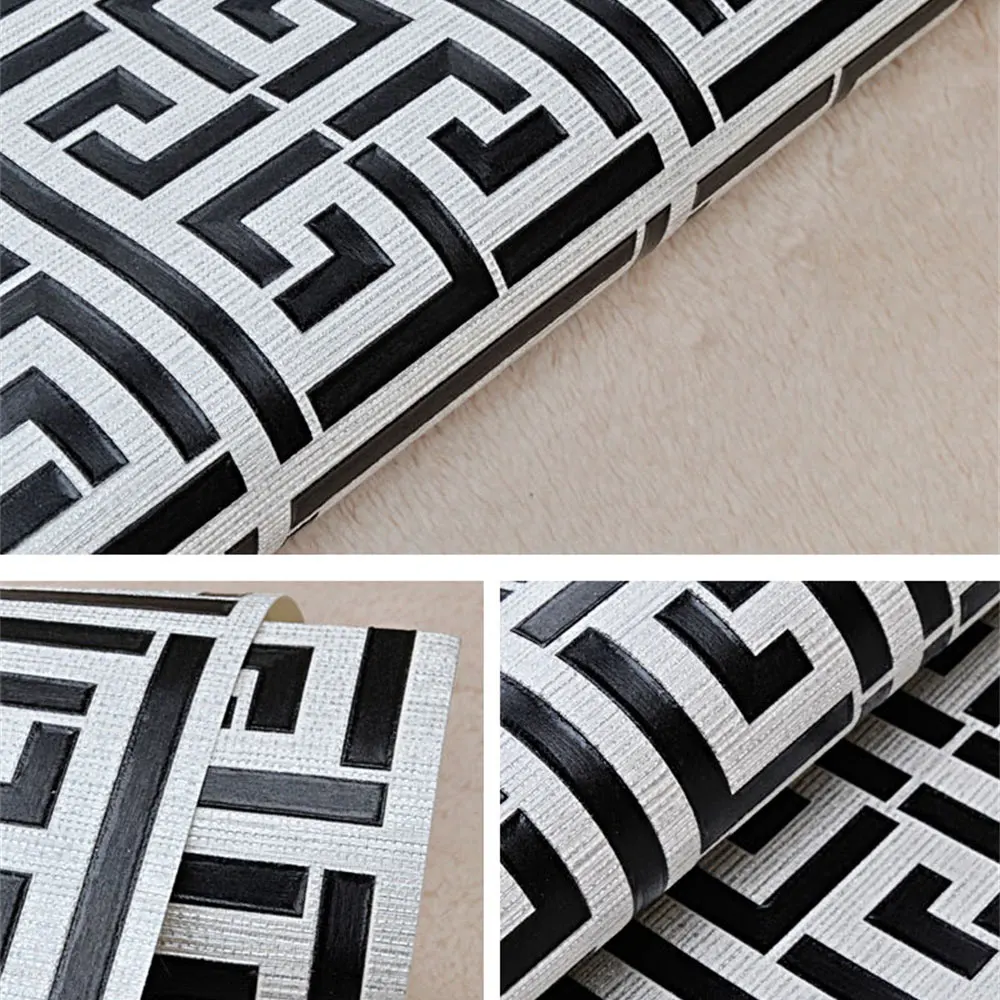 

Greek Key Check Pattern Wall Sticker Modern Geometric Wallpaper PVC Wall Sticker Waterproof Wallpaper art background wall