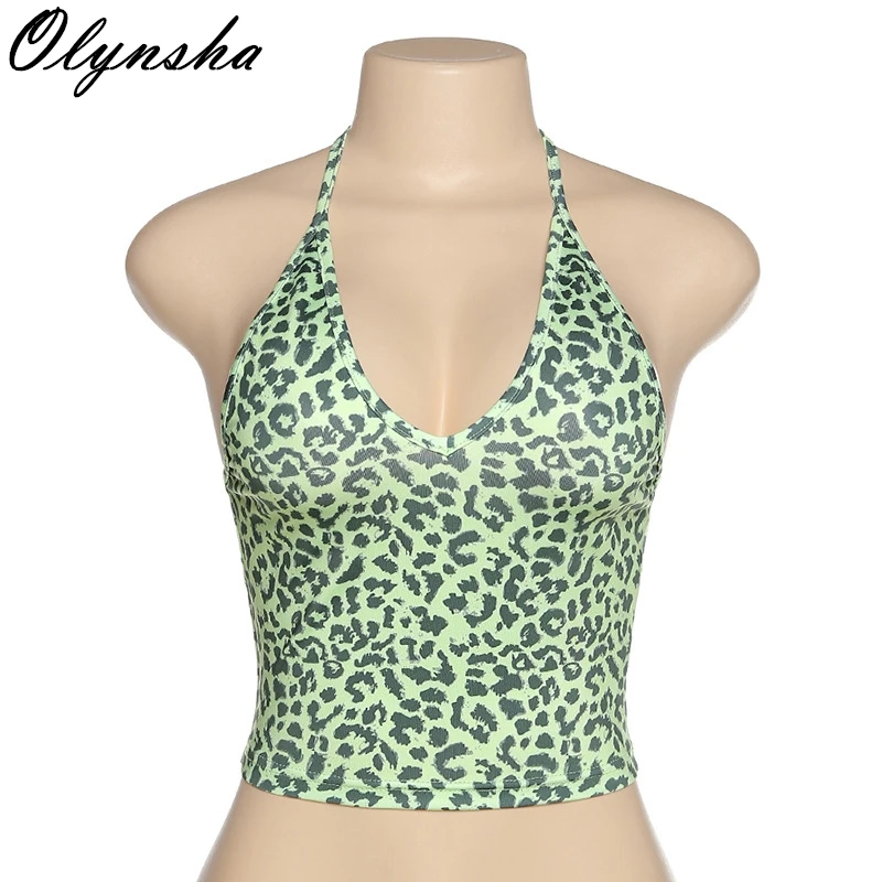 

Sexy Halter Crop Top Woman Floral Print Slim Cropped Tank Tops 2020 Autumn Streetwear Outfits Femme Camis
