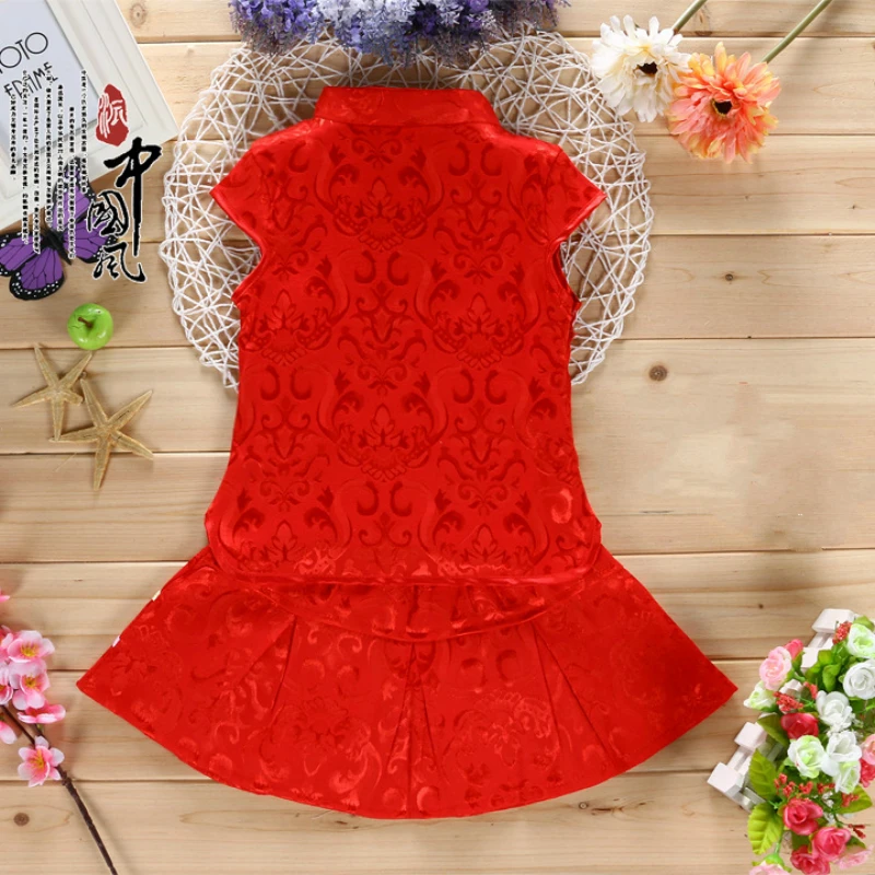 Традиционная китайская одежда для детей летнее платье с вышивкой комплект