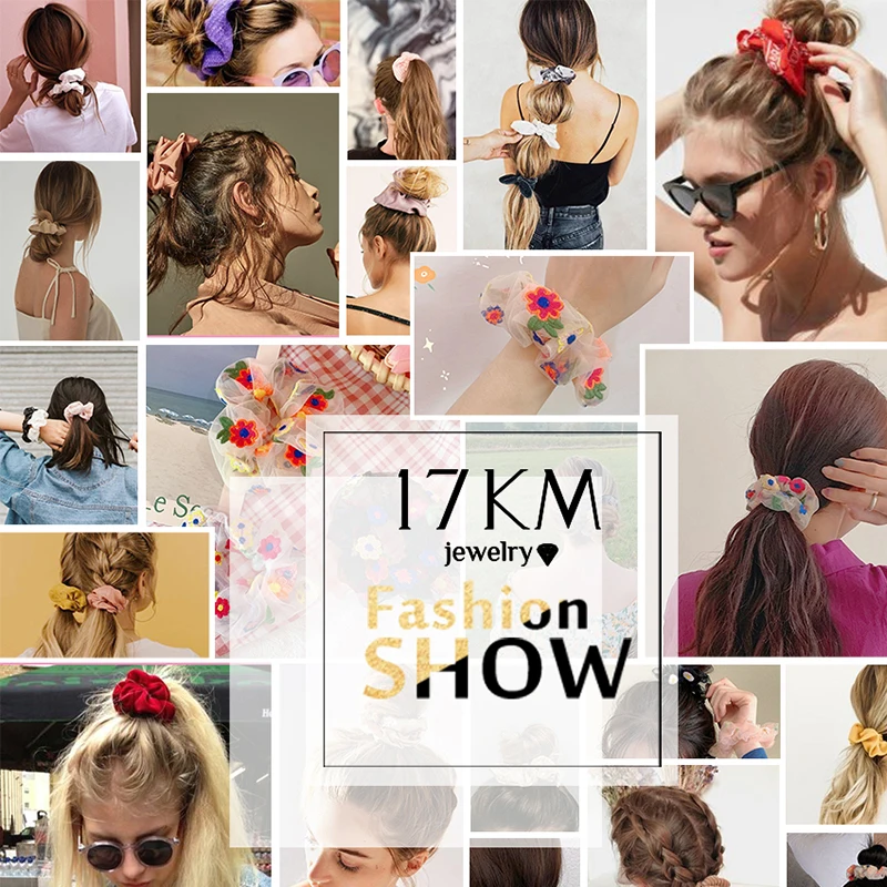 

4PCS/SET New Lace Floral Scrunchies Set For Women Girls Elastic Hair Bands Gum Hair Ties Ponytail Hold Korean Hair Accessories