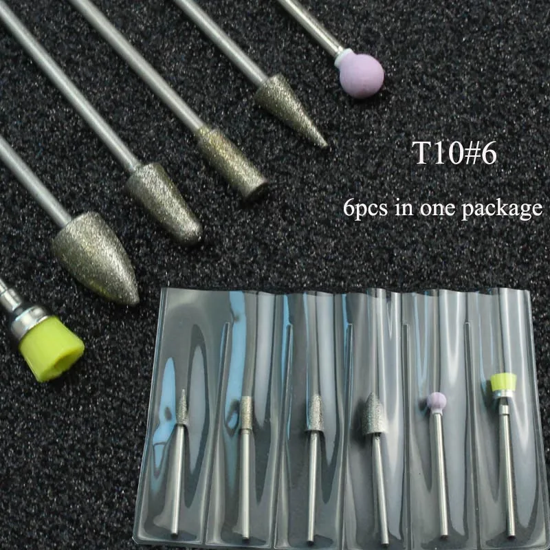 T10-6 ERUIKA, набор сверл для ногтей 9 типов, фреза для маникюра, электрическая машина, роторные биты, инструменты для чистки кутикулы, аксессуары для педикюра - Цвет: T10-6