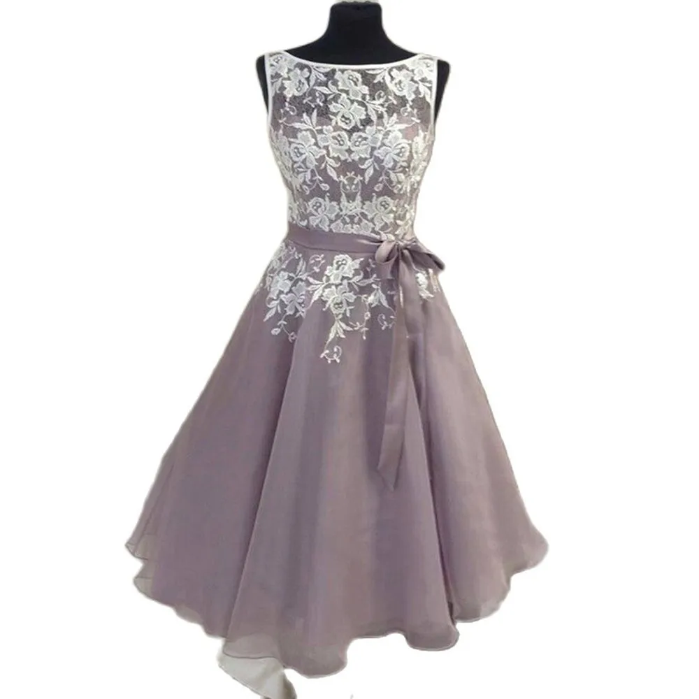 Женское Тюлевое платье до колен пыльное с белым кружевом V-образным вырезом на