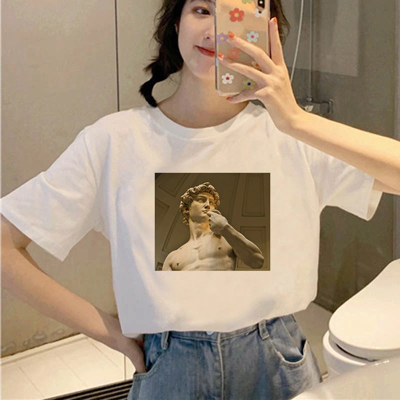 

Sculptural Arts t shirt Printed cartoon cute top fun ulzzang kawaii harajuku female korean tshirt clothing femme t-shirt