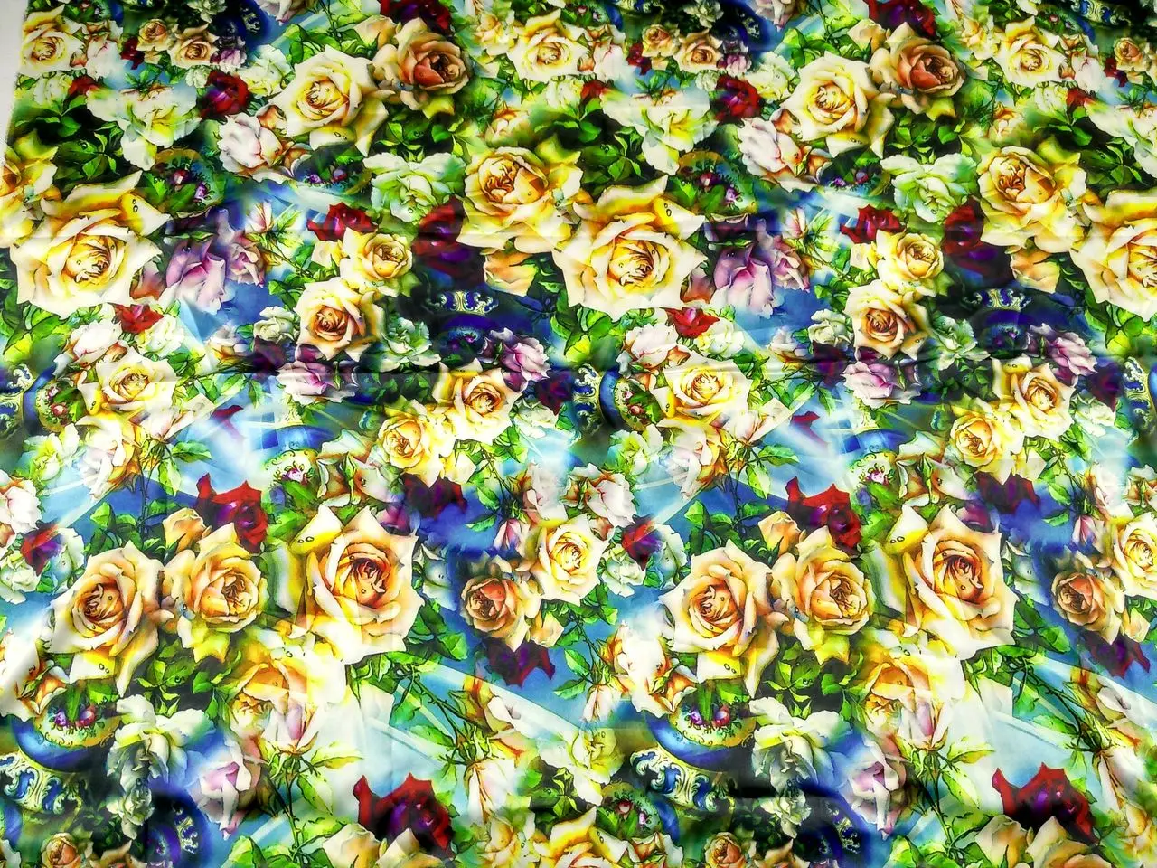 Желтая роза цветы шелковая ткань с принтом бренд стрейч атласа 97% шелк тутового