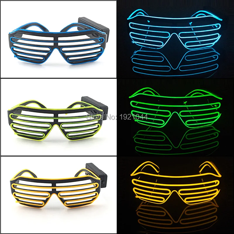 Модные рейв неоновые очки EL провода форма затвора с 3V устойчивый на мигающий