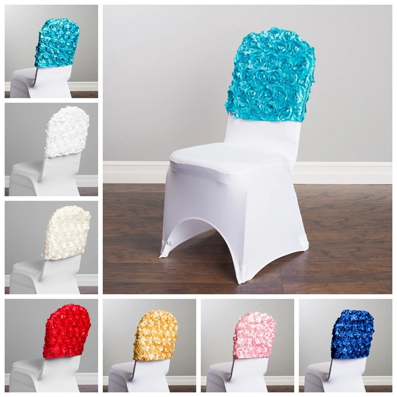 

Satin Rosette Chair Cap Hood Fit For Lycra Spandex Chair Cover Event Party Hotel Decoration