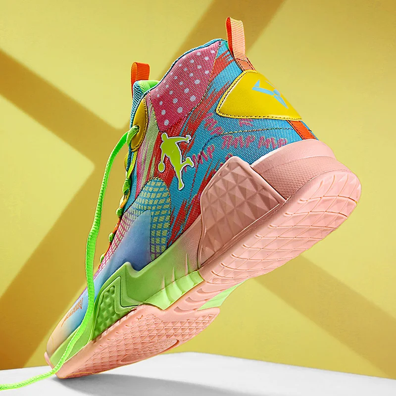 

2021, модная брендовая обувь для баскетбола, мужские высокие кроссовки разных цветов, Женская Нескользящая Спортивная кожаная обувь для баск...