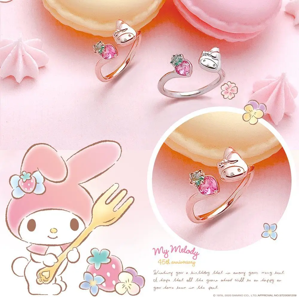 

Melody Mymelody Strawberry Bright Crystal Sterling Silver Ring Rings Rose Gold
