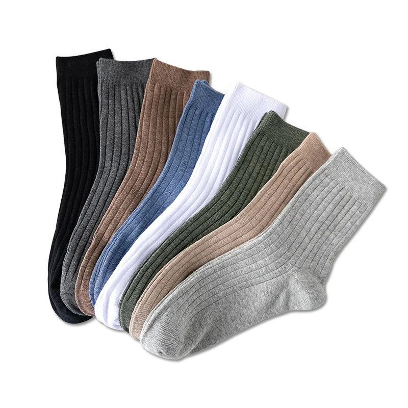 Носки мужские хлопковые впитывающие пот дышащие средней длины однотонные 5