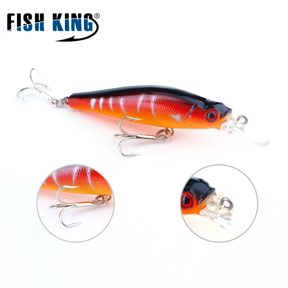 

FISHKING 85mm 8.5g Minnow Fish Lure Artificial Hard Bait Wobbler Tackle Sharp Treble Took Carbon Steel
