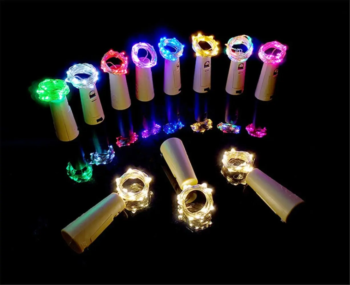 

2M 20LED Battery-powered Cork Bottle Light Silver Wire Fairy String Lights for Wedding Party Bedroom Christmas Festival Decor
