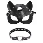 Соблазнительная маска порно на половину лица кошки для косплея, кожаная маска для хэллоуивечерние, ошейник в стиле панк для представлений, реквизит для секса