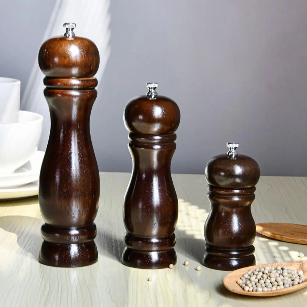 Деревянная мельница для перца Fissman из черной резины с сильной регулируемой