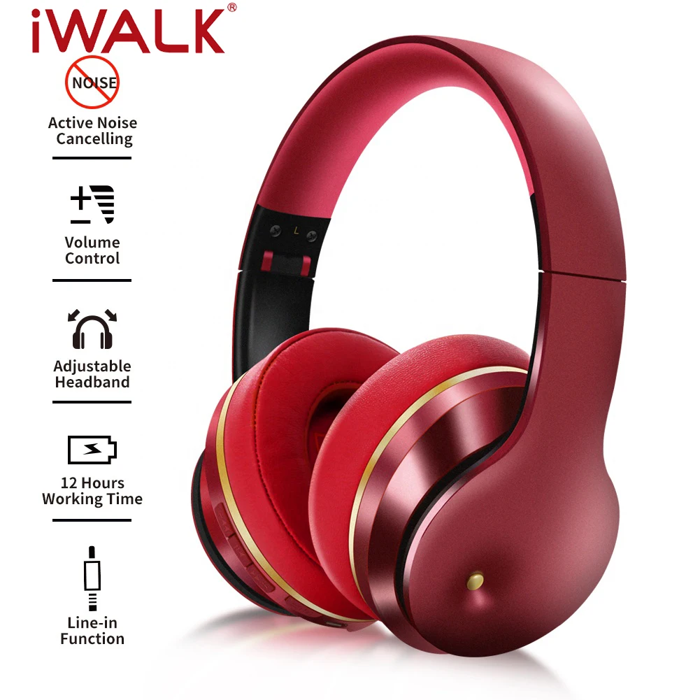 

IWALK Bluetooth 5.0 Earphones ANC Active Noise Cancelling Headset Headphone Comfortable Earmuffs Waterproof Wireless Earphones