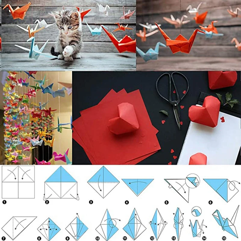 ОРИГАМИ Бумага 300 листов двусторонняя оригами в 50 ярких цветах для