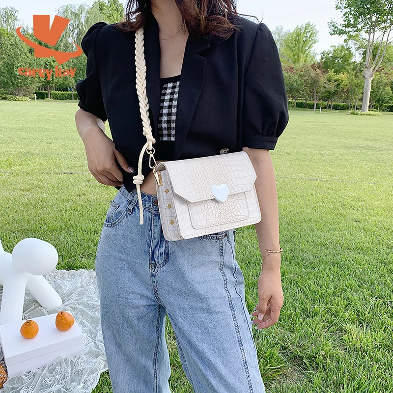 

CAREY KAY Women 2021 Autumn New ShoulderHandbags Purses Casual Solid Color PU Crossbody Bags Ladies Stone Grain Small Square Bag