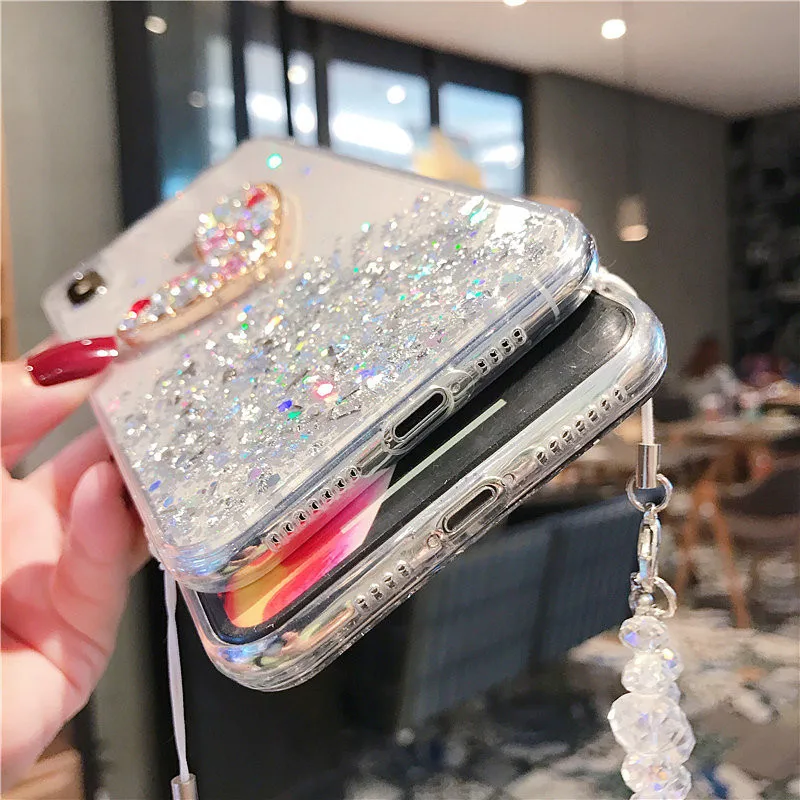 Чехол Lovebay с блестящей цепочкой в виде звезды и сердца для телефона iPhone 11 Pro Max 6 6s 7 8