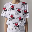 Футболка женская оверсайз с Микки Маусом Disney, удобная рубашка с круглым вырезом, белая мультяшная, в стиле Харадзюку, на лето