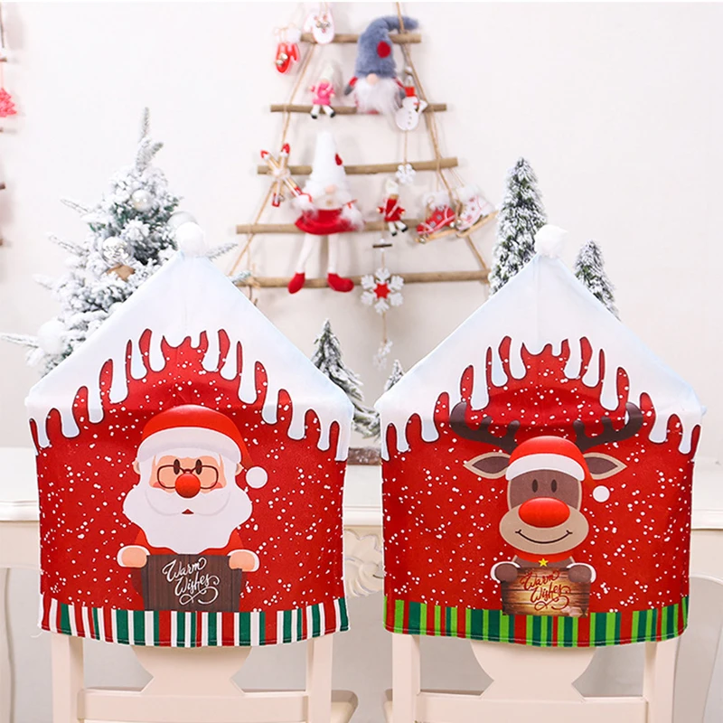 3 Pcs Christmas Chair Covers Dining Seat Santa Claus ELK Snowman Party Decor Home Decorations | Дом и сад