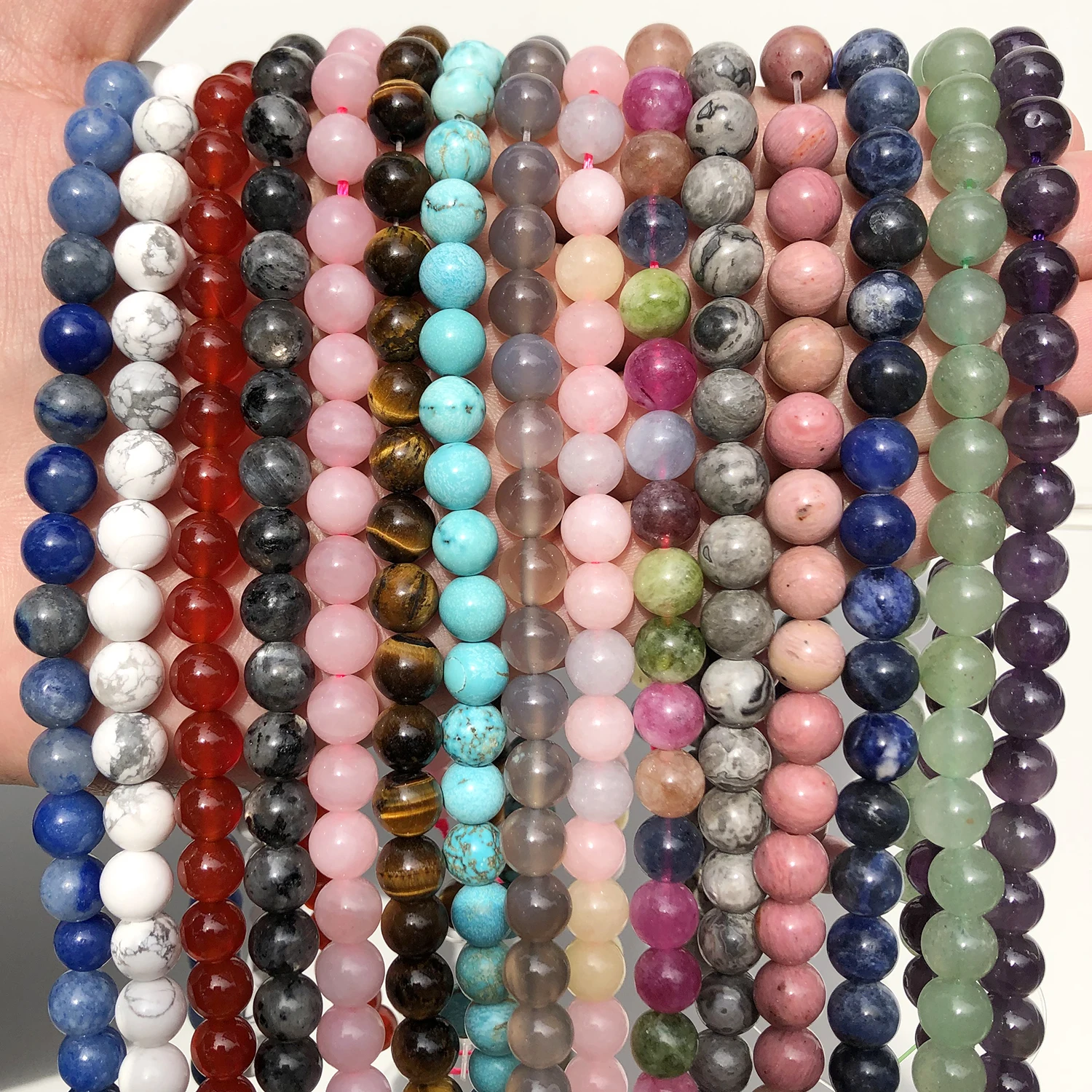 

Natural Tiger eye Amazonite Turquoise Howlite Quartz Crystal Round Stone Beads for Jewelry Making Diy Handmade Bracelet 4-12mm