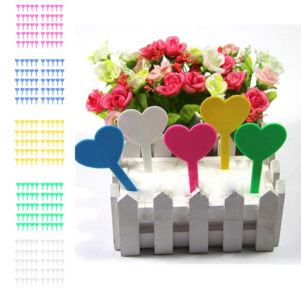 

50pcs Plastic Plant Stick Label Tags Seed Tag Labels Soil Stakes Heart Type