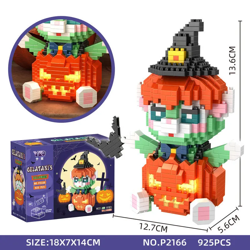 Mini Blocks DIY Building Bricks Fun Halloween Toys for Children Juguetes Pumpkin Cartoon Kids Gifts Girls Present | Игрушки и хобби