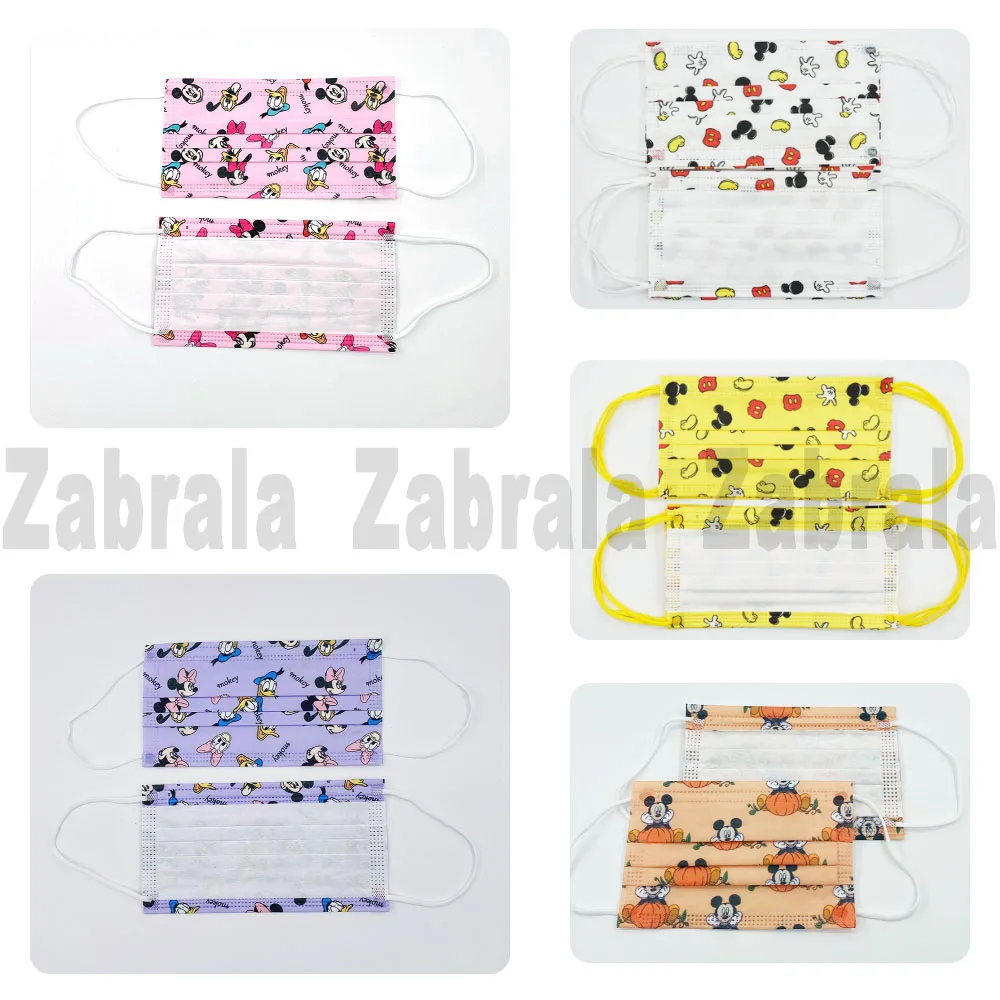 

50Pcs Disney Print Cartoon Mickey Disposable Adult Mouth Mask Child Fashion Anime Face Mask 3 Layer Filter Protective Mascara