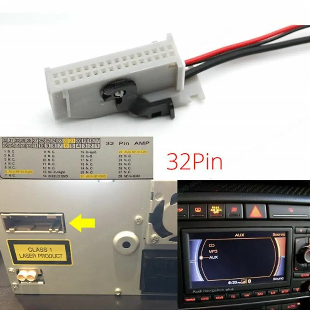 بلوتوث متوافقة وحدة لاسلكية إدخال الصوت لأودي RNS-E محول ستيريو AUX A4 TT الملاحة A8 راديو 32Pin A3 R8 G3G5